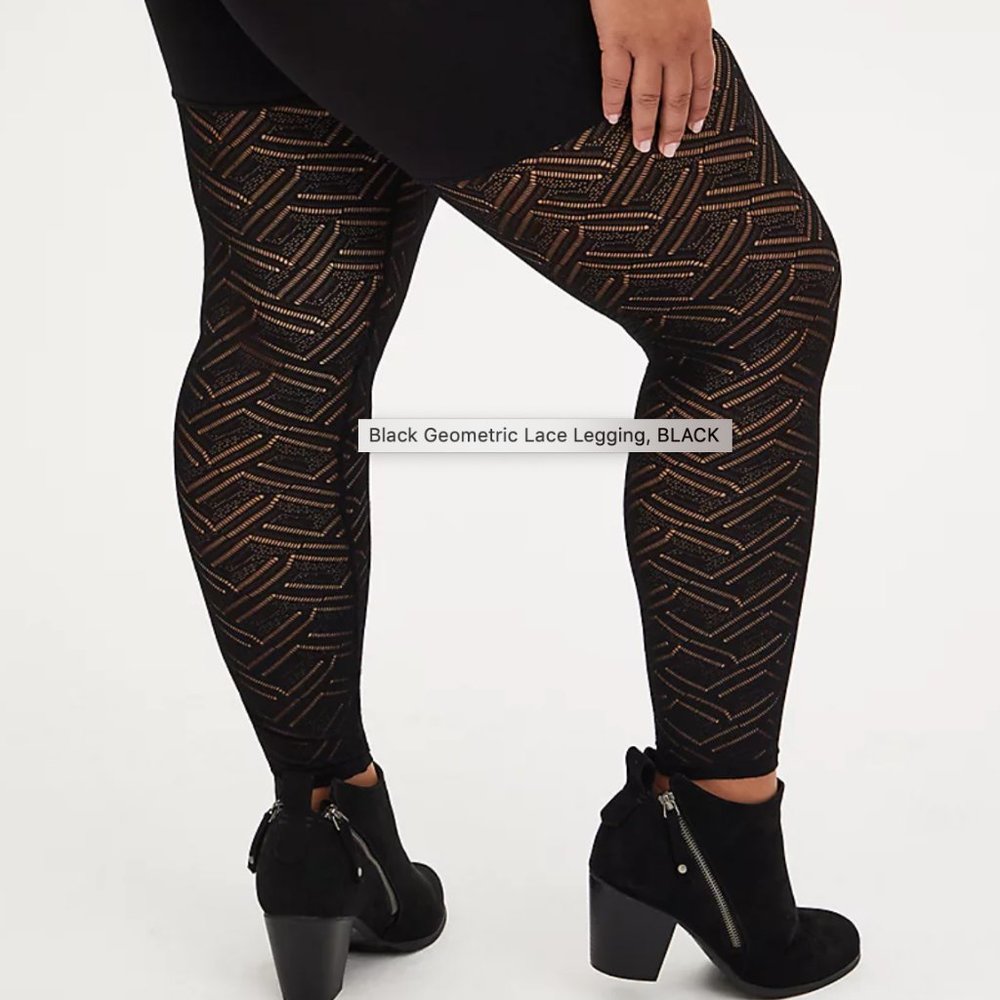 Black Geometric Lace Legging- TORRID- Sz 3